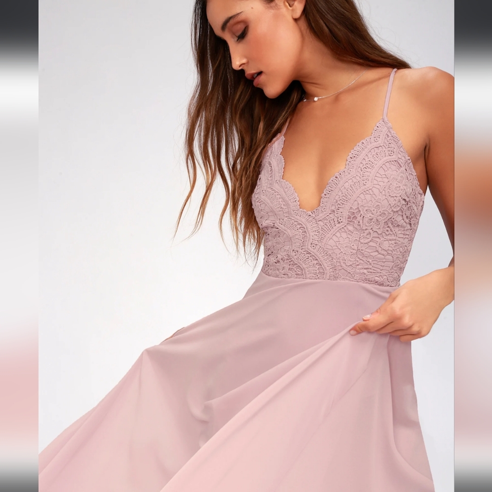 Lulu's Pink Lace Maxi Dress
